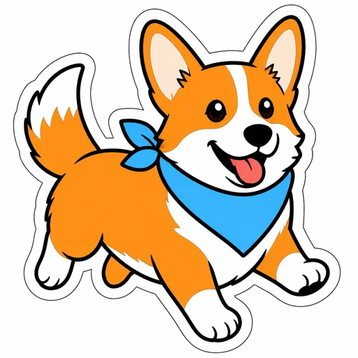 Corgi walks, a sticker example