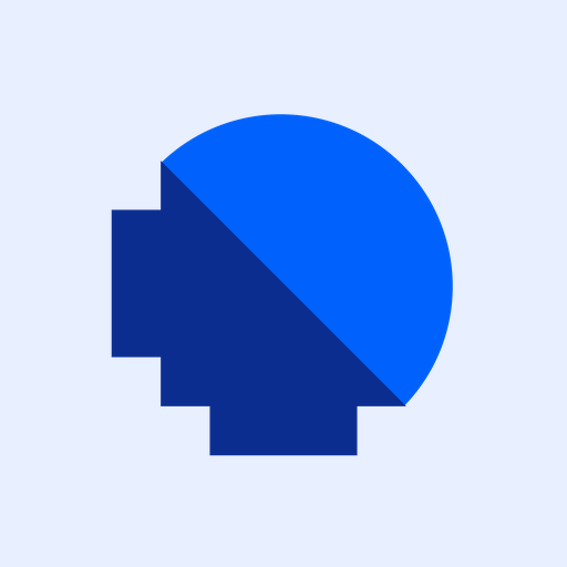 The same mark as a 512 px maskable icon: smaller, centred, on a full light blue square