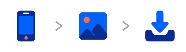 Three steps: a phone, a photo and a download